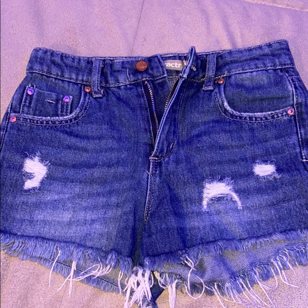 darker wash denim shorts